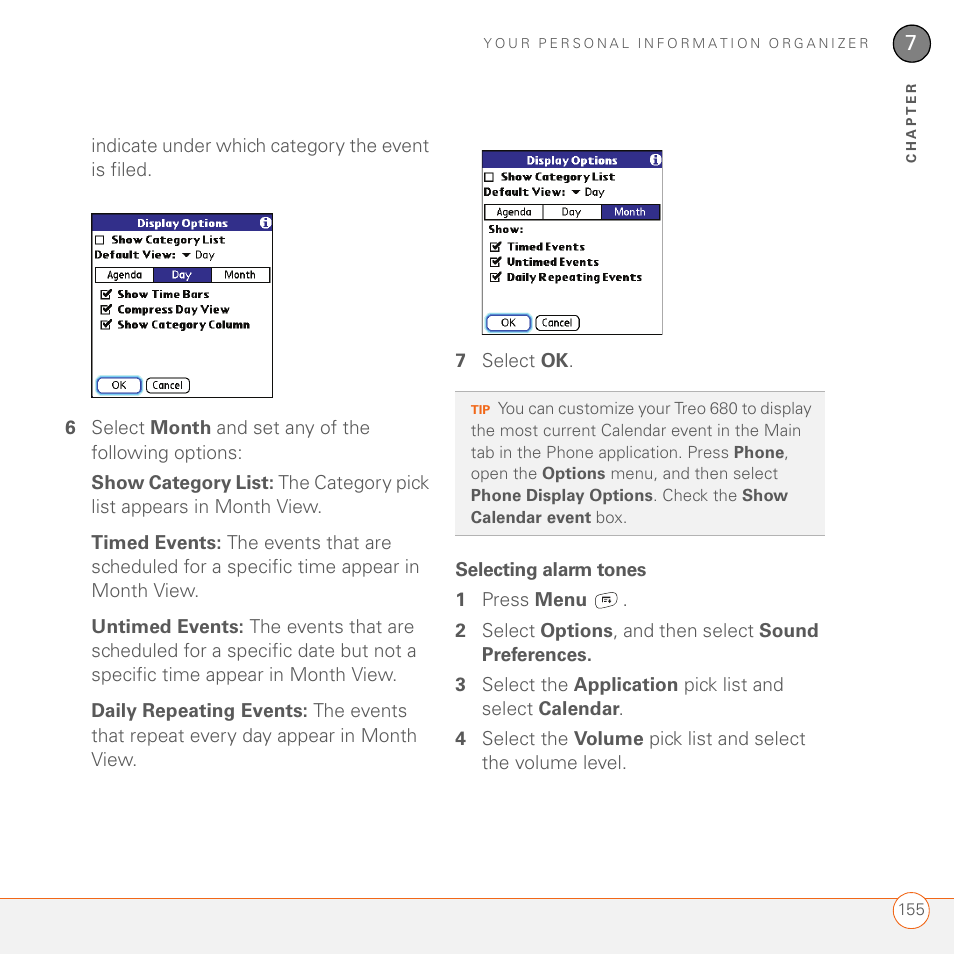 Selecting alarm tones | Palm 680 User Manual | Page 161 / 312