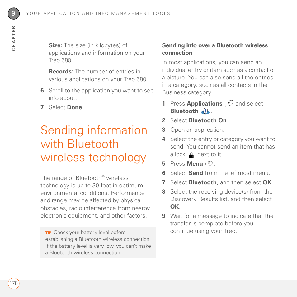 Sending info over a bluetooth wireless connection | Palm 680 User Manual | Page 184 / 312