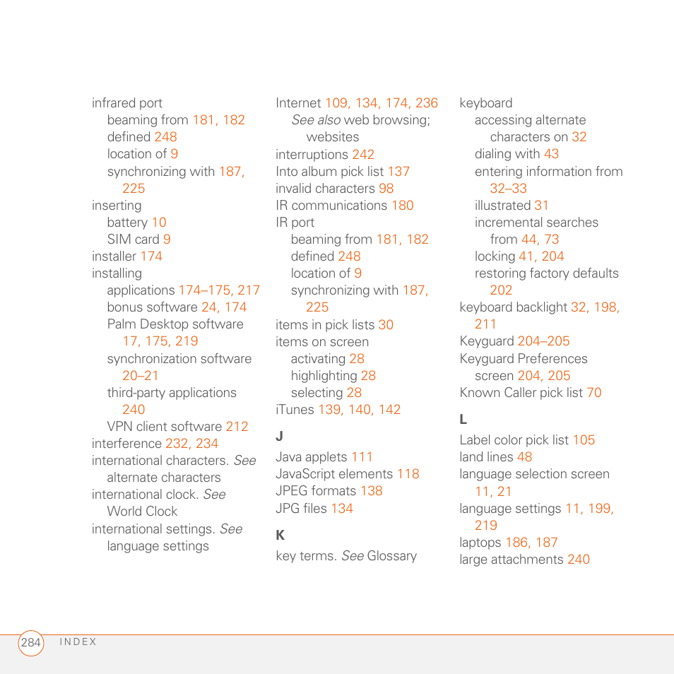 Palm 680 User Manual | Page 290 / 312