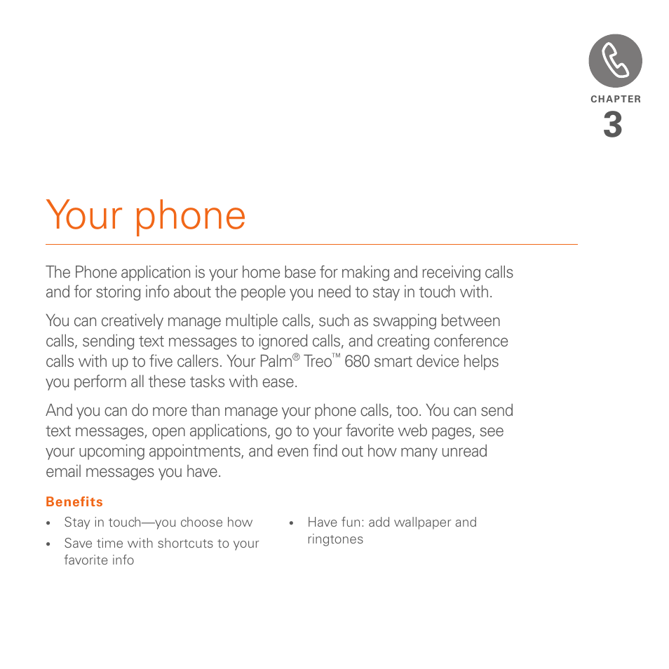 Your phone | Palm 680 User Manual | Page 45 / 312