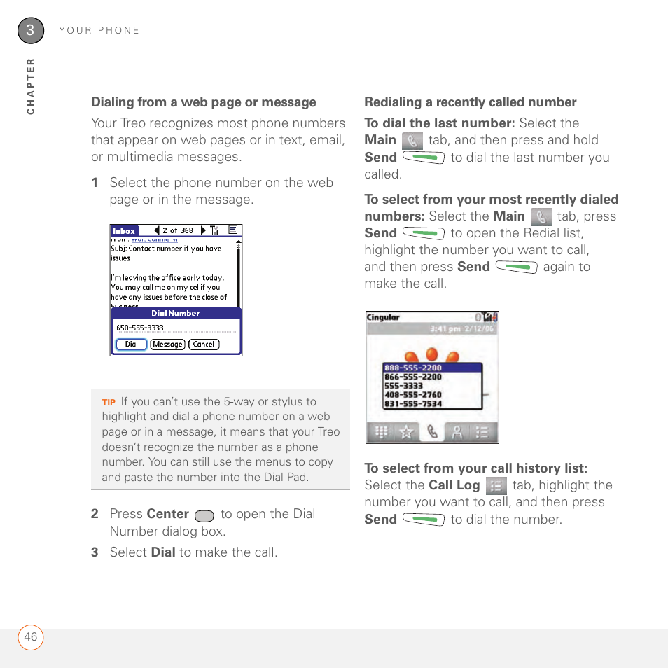 Redialing a recently called number | Palm 680 User Manual | Page 52 / 312