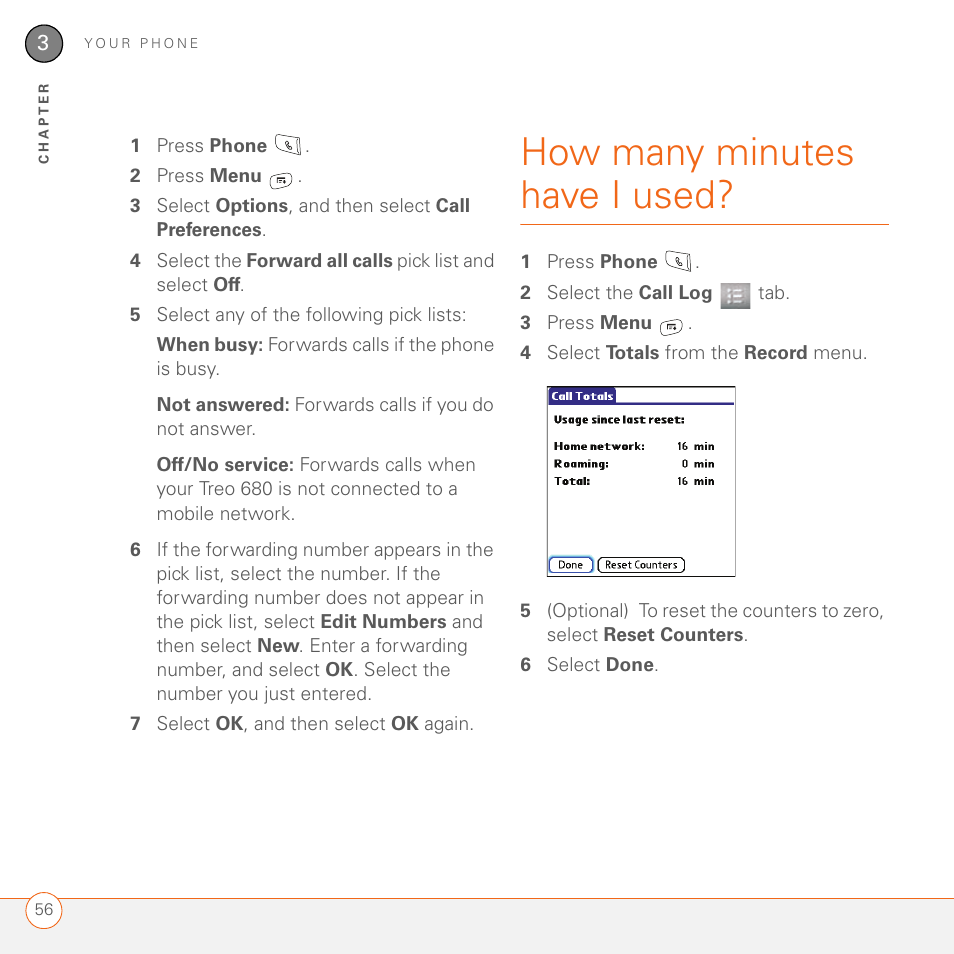 How many minutes have i used | Palm 680 User Manual | Page 62 / 312