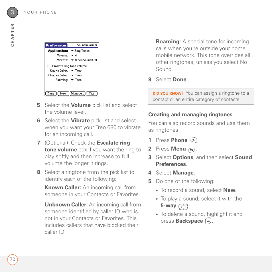 Creating and managing ringtones | Palm 680 User Manual | Page 76 / 312