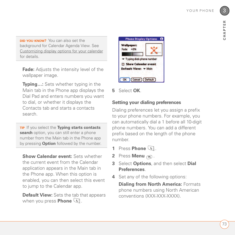 Setting your dialing preferences | Palm 680 User Manual | Page 79 / 312