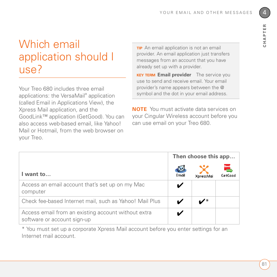 Which email application should i use | Palm 680 User Manual | Page 87 / 312