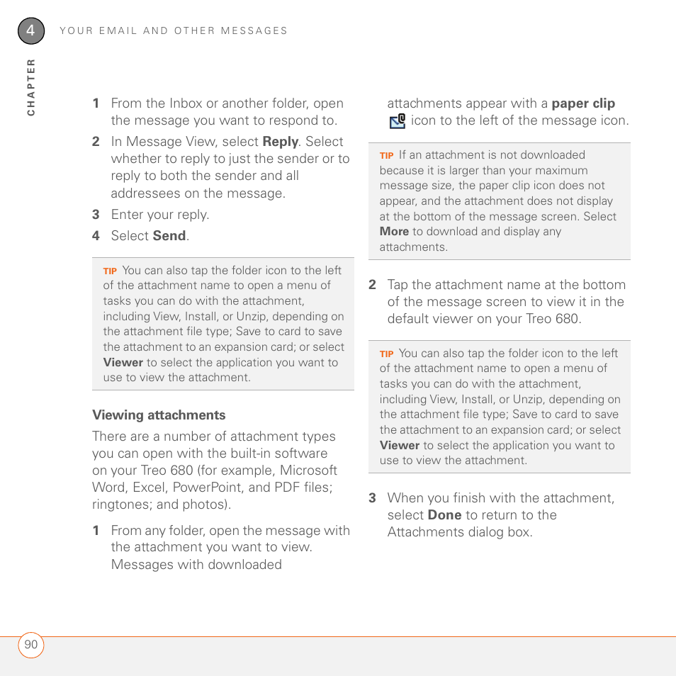 Viewing attachments | Palm 680 User Manual | Page 96 / 312