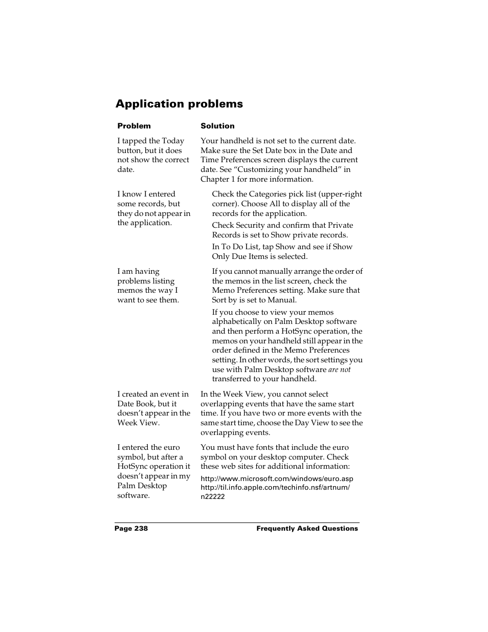 Application problems | Palm Handhelds m500 User Manual | Page 248 / 286