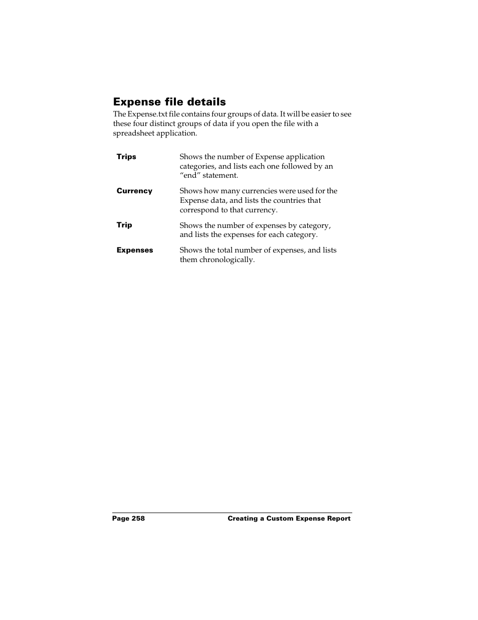 Expense file details | Palm Handhelds m500 User Manual | Page 268 / 286