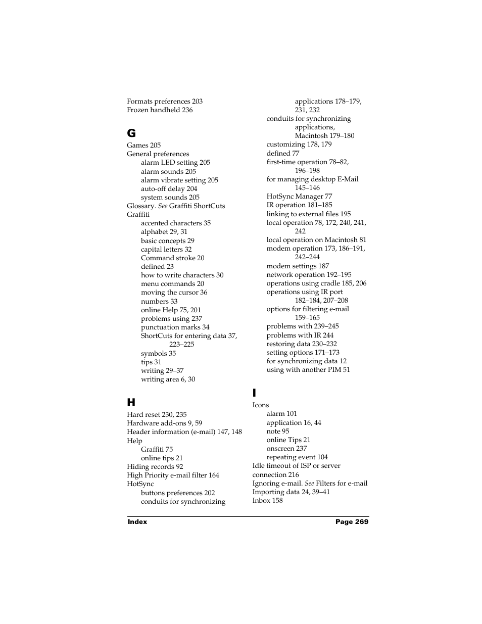 Palm Handhelds m500 User Manual | Page 279 / 286