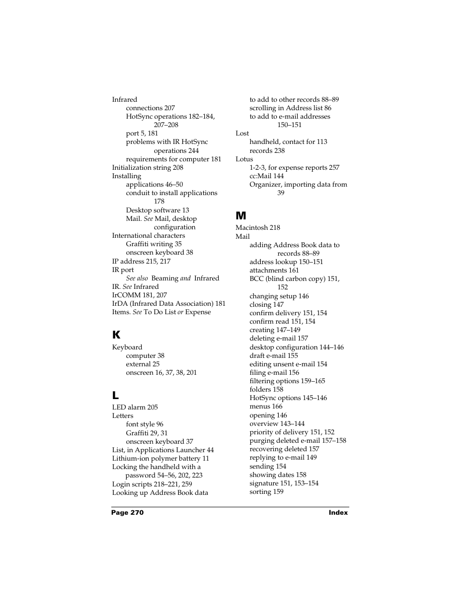 Palm Handhelds m500 User Manual | Page 280 / 286