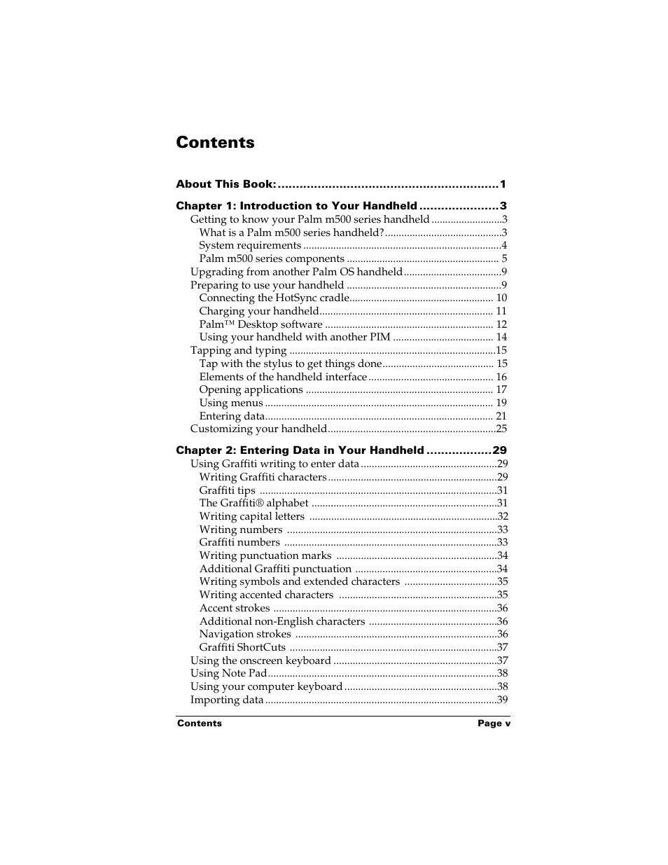 Palm Handhelds m500 User Manual | Page 5 / 286