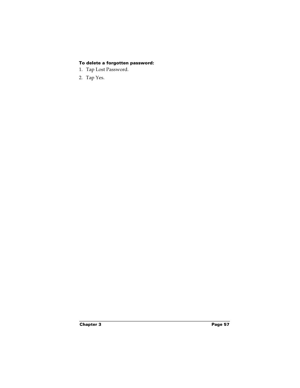 To delete a forgotten password | Palm Handhelds m500 User Manual | Page 67 / 286
