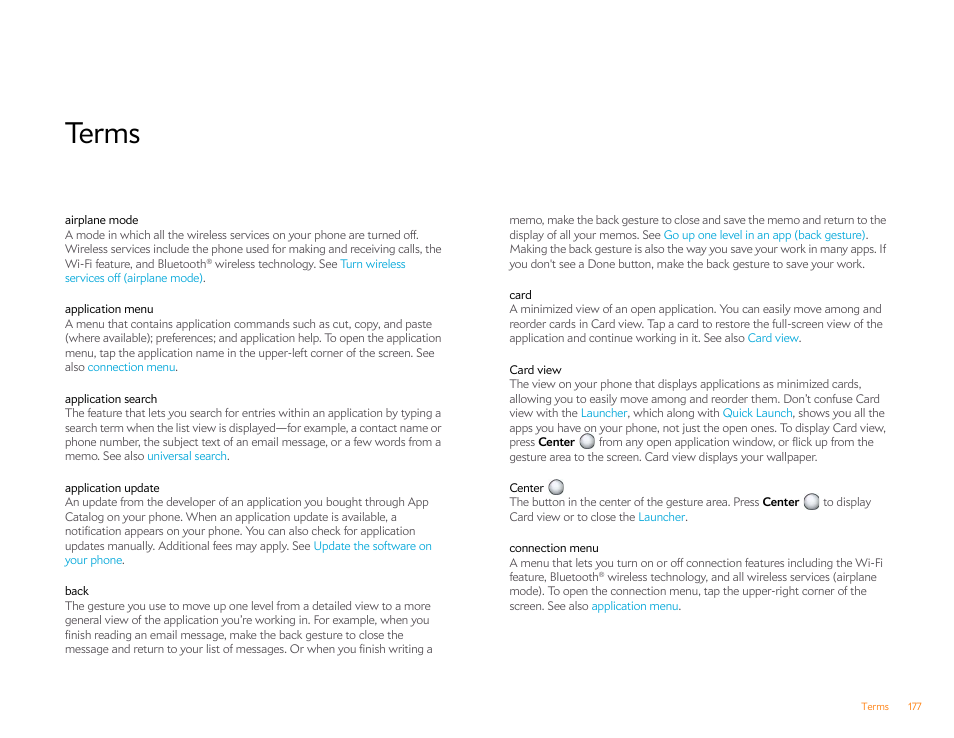 Terms | Palm Pre P100EWW User Manual | Page 177 / 204