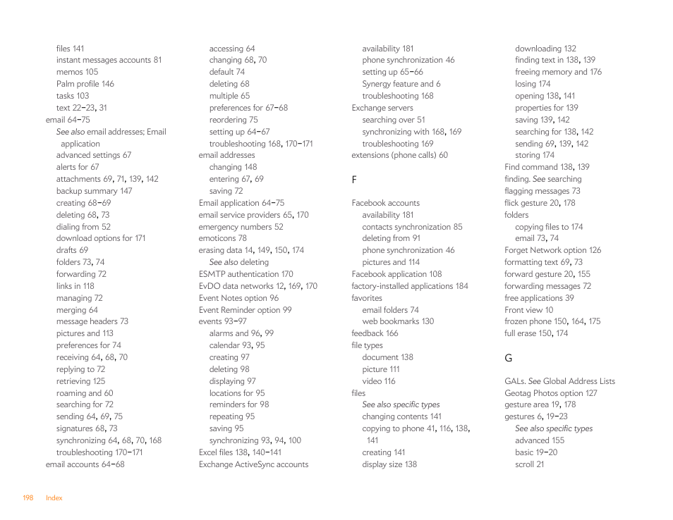 Palm Pre P100EWW User Manual | Page 198 / 204
