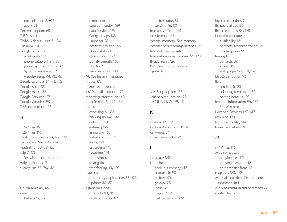 Palm Pre P100EWW User Manual | Page 199 / 204