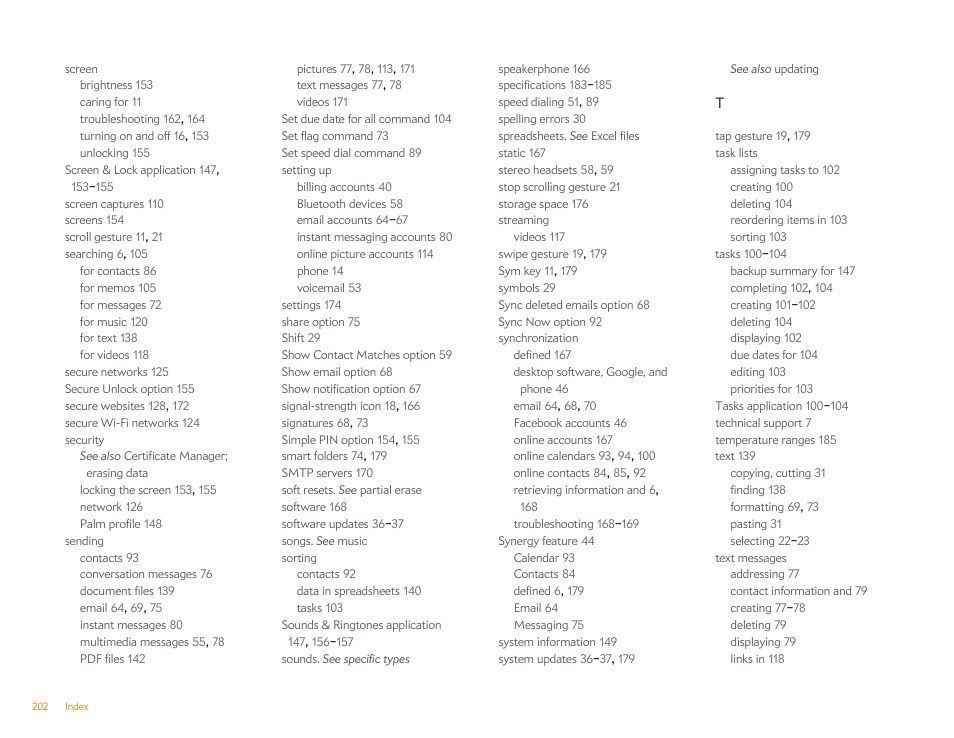 Palm Pre P100EWW User Manual | Page 202 / 204