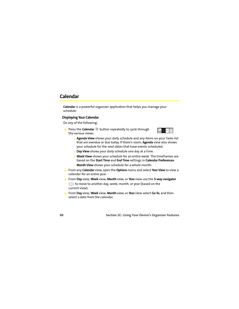 Calendar | Palm 650 User Manual | Page 100 / 388
