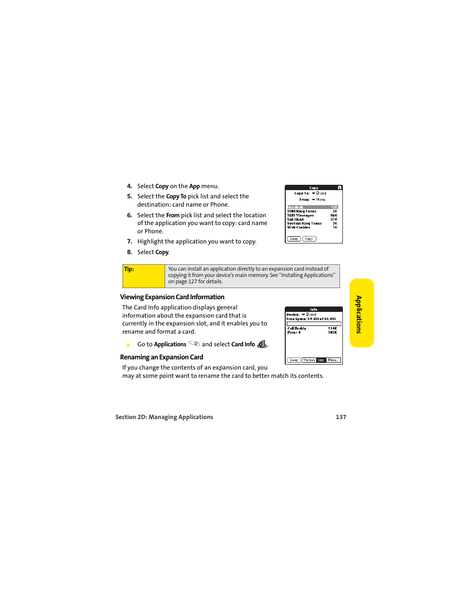 Palm 650 User Manual | Page 149 / 388