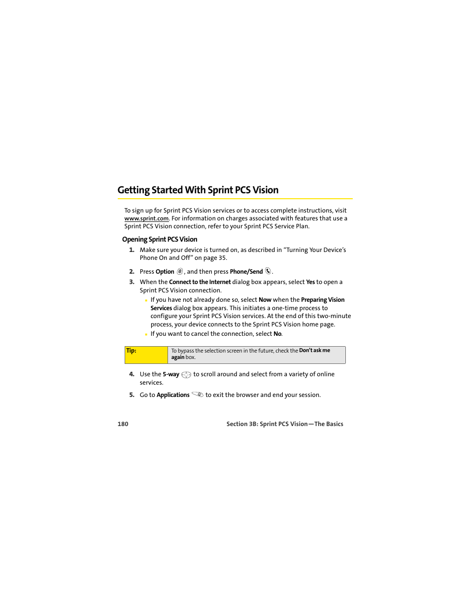 Getting started with sprint pcs vision | Palm 650 User Manual | Page 192 / 388