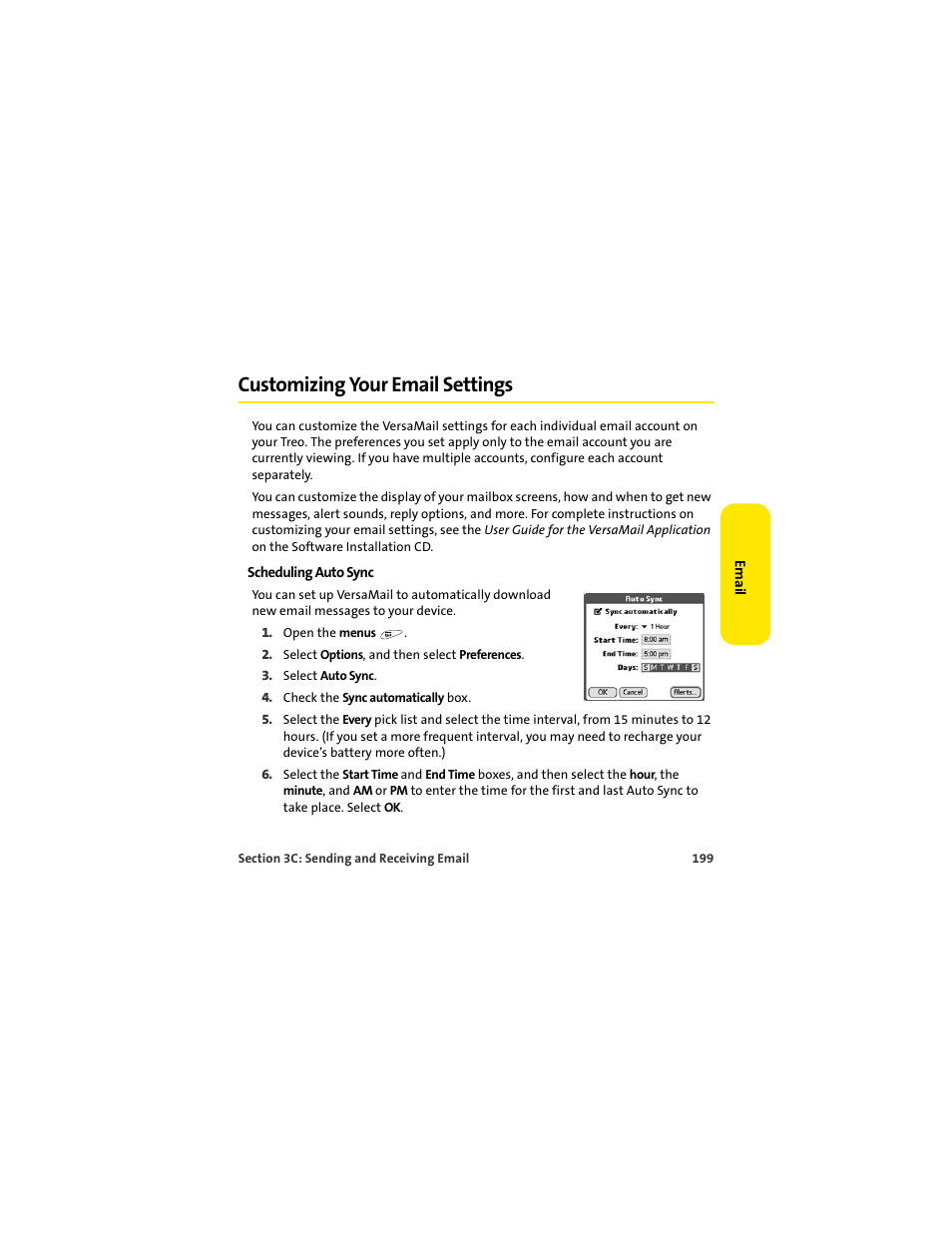 Customizing your email settings | Palm 650 User Manual | Page 211 / 388