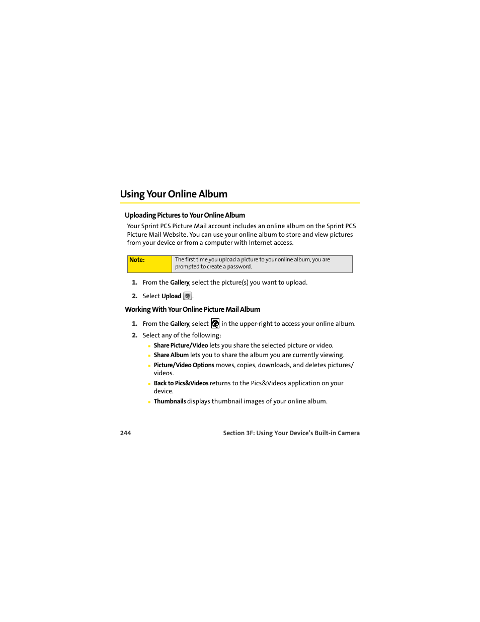 Using your online album | Palm 650 User Manual | Page 256 / 388
