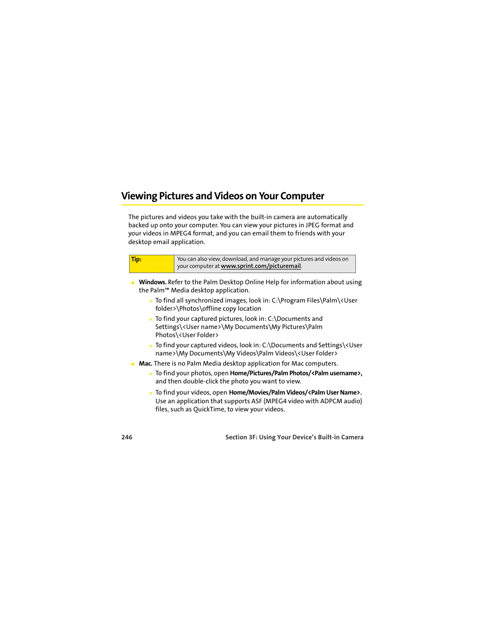 Viewing pictures and videos on your computer | Palm 650 User Manual | Page 258 / 388