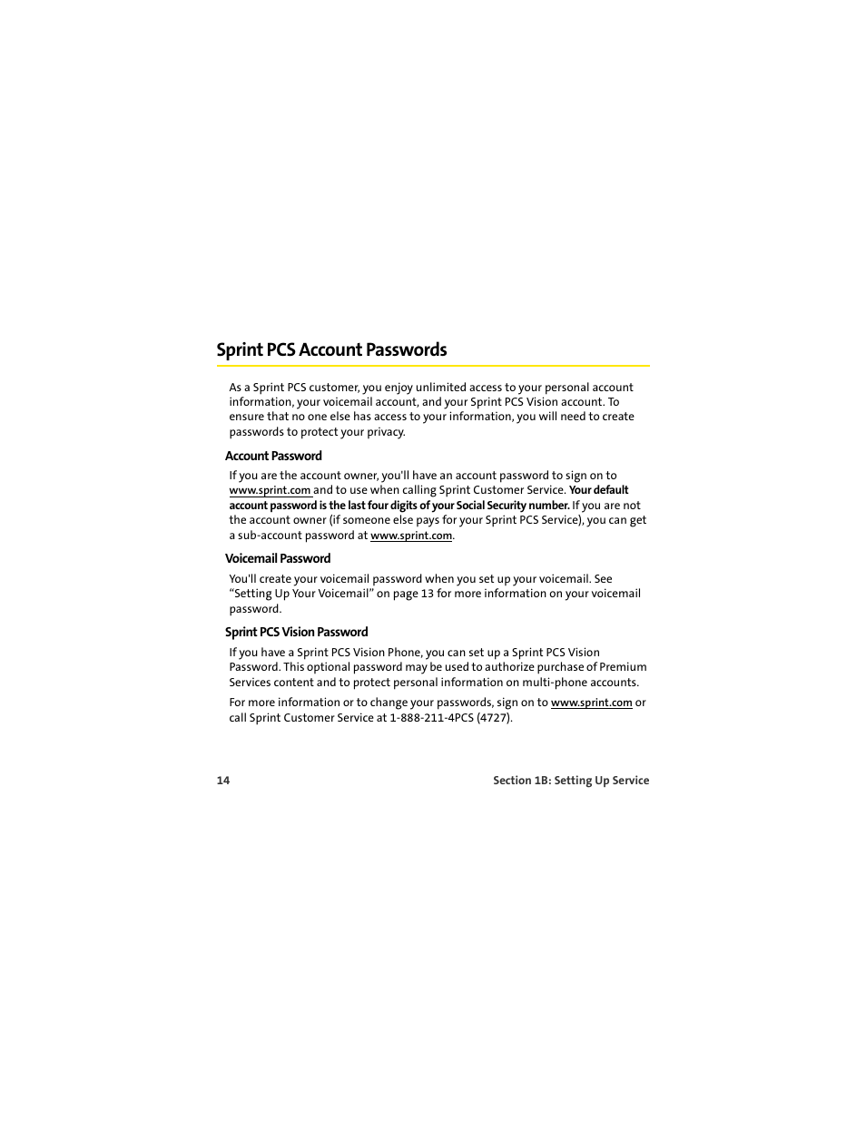 Sprint pcs account passwords | Palm 650 User Manual | Page 26 / 388