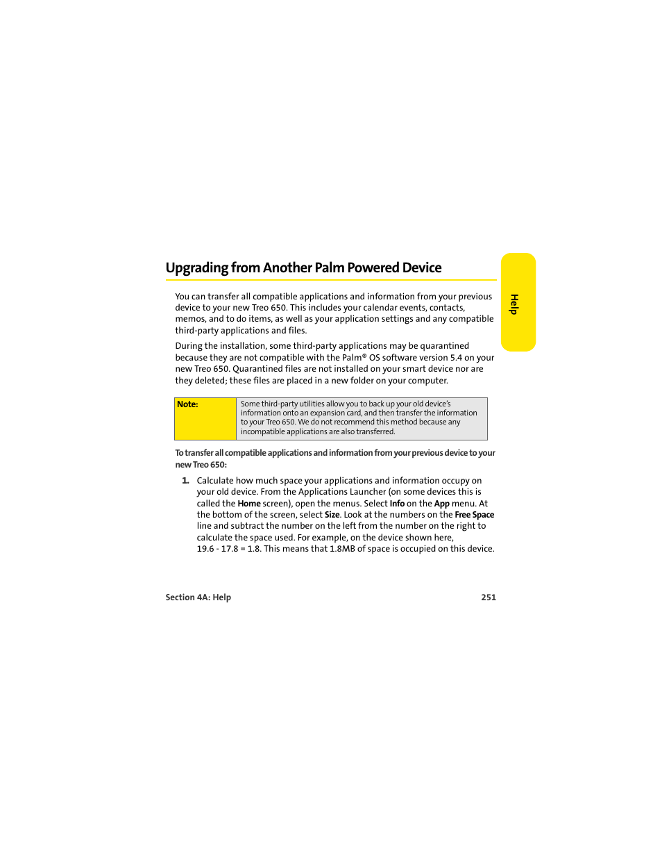 Upgrading from another palm powered device | Palm 650 User Manual | Page 263 / 388