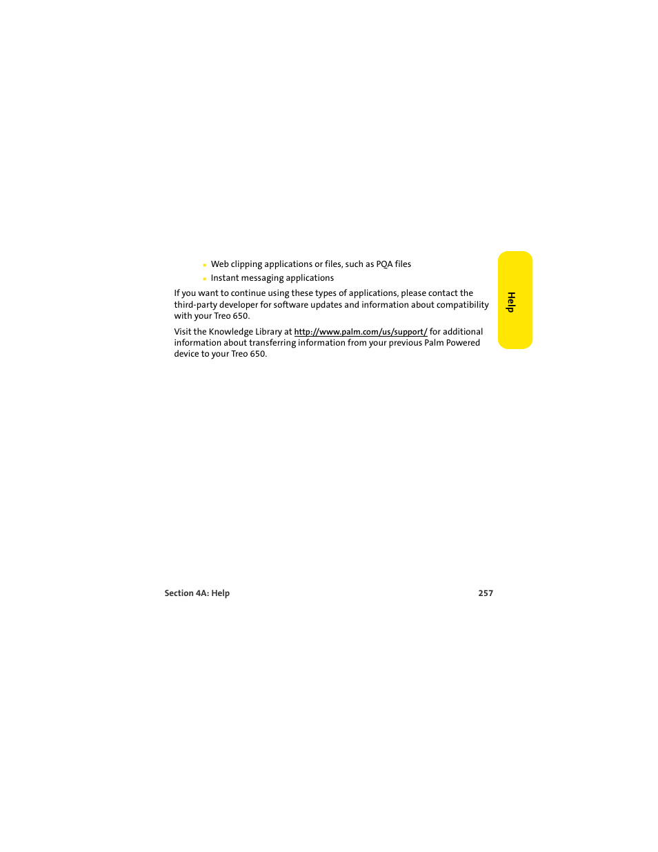 Palm 650 User Manual | Page 269 / 388