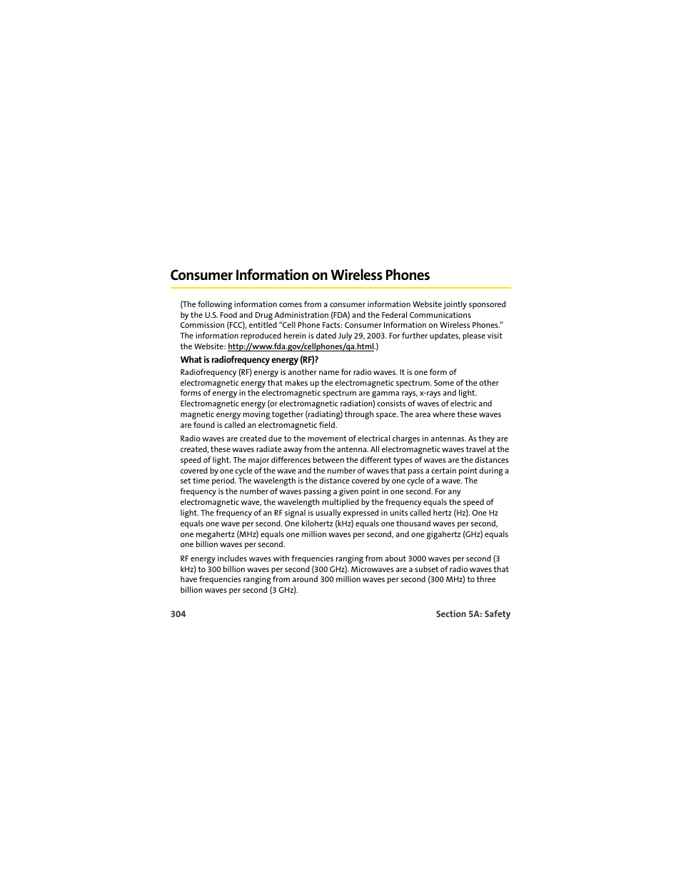 Consumer information on wireless phones | Palm 650 User Manual | Page 316 / 388