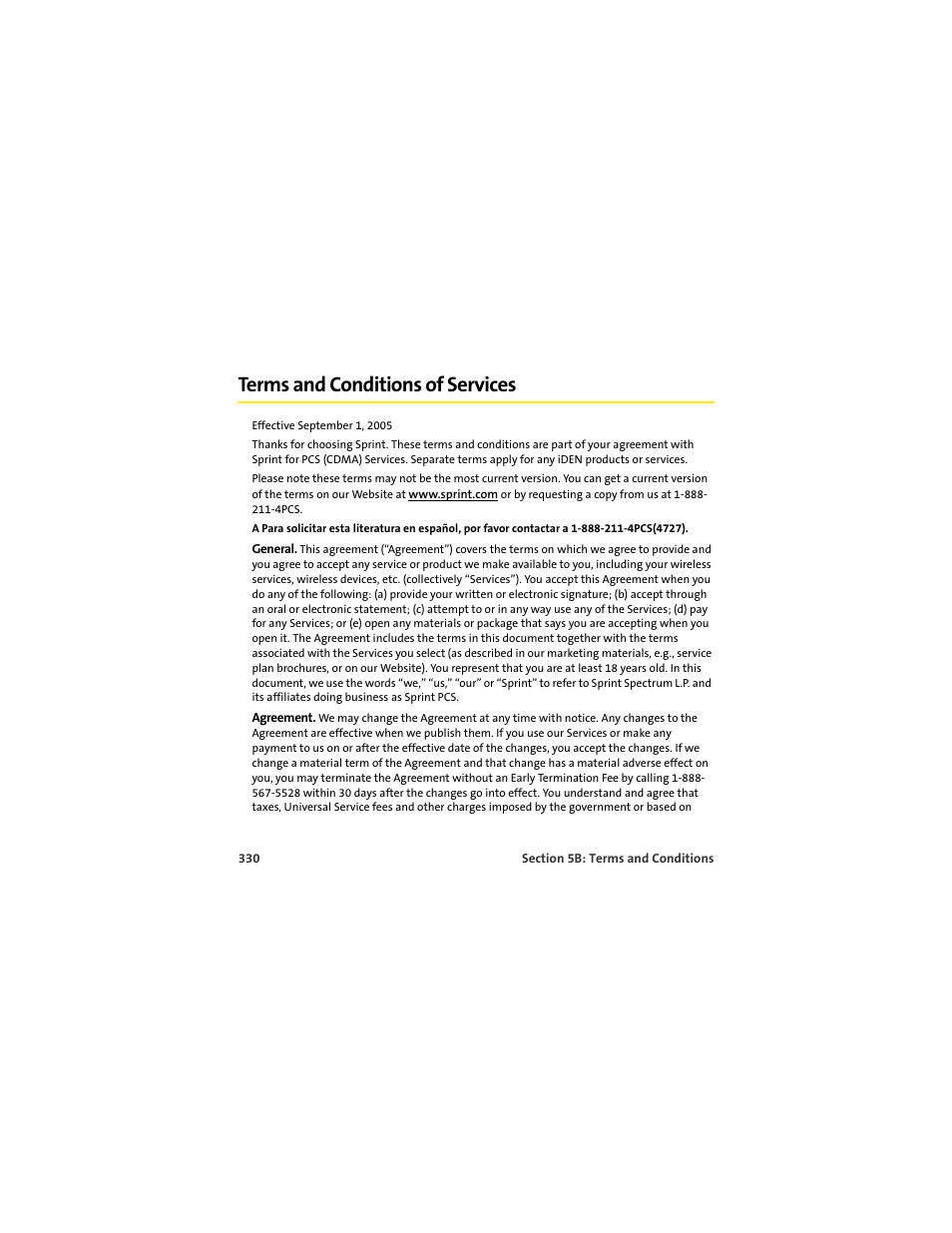 Terms and conditions of services | Palm 650 User Manual | Page 342 / 388