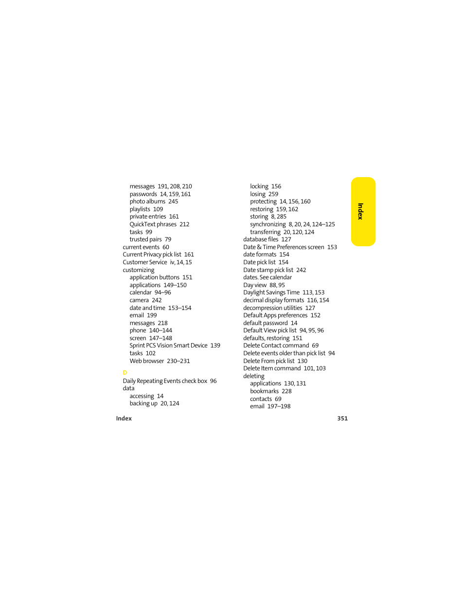 Palm 650 User Manual | Page 363 / 388