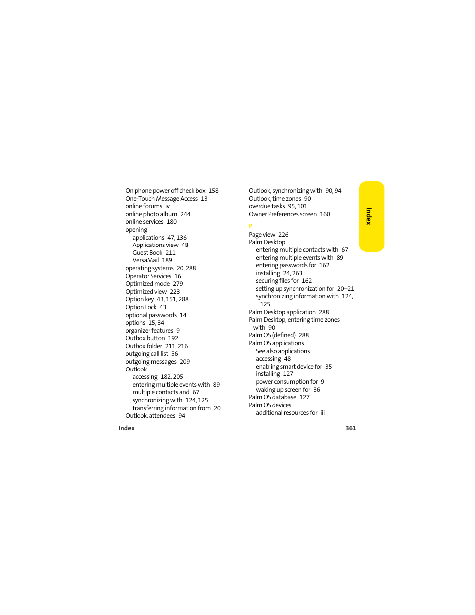 Palm 650 User Manual | Page 373 / 388