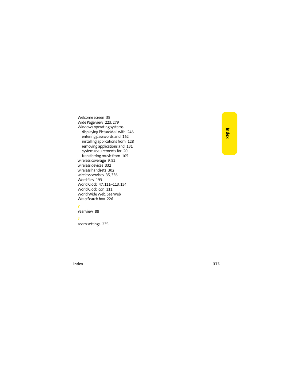 Palm 650 User Manual | Page 387 / 388