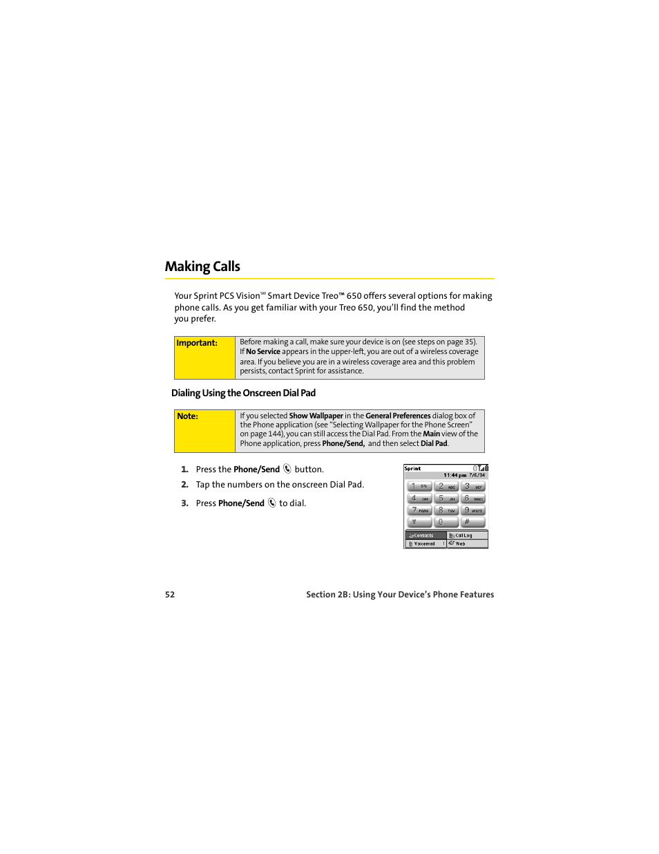 Making calls | Palm 650 User Manual | Page 64 / 388