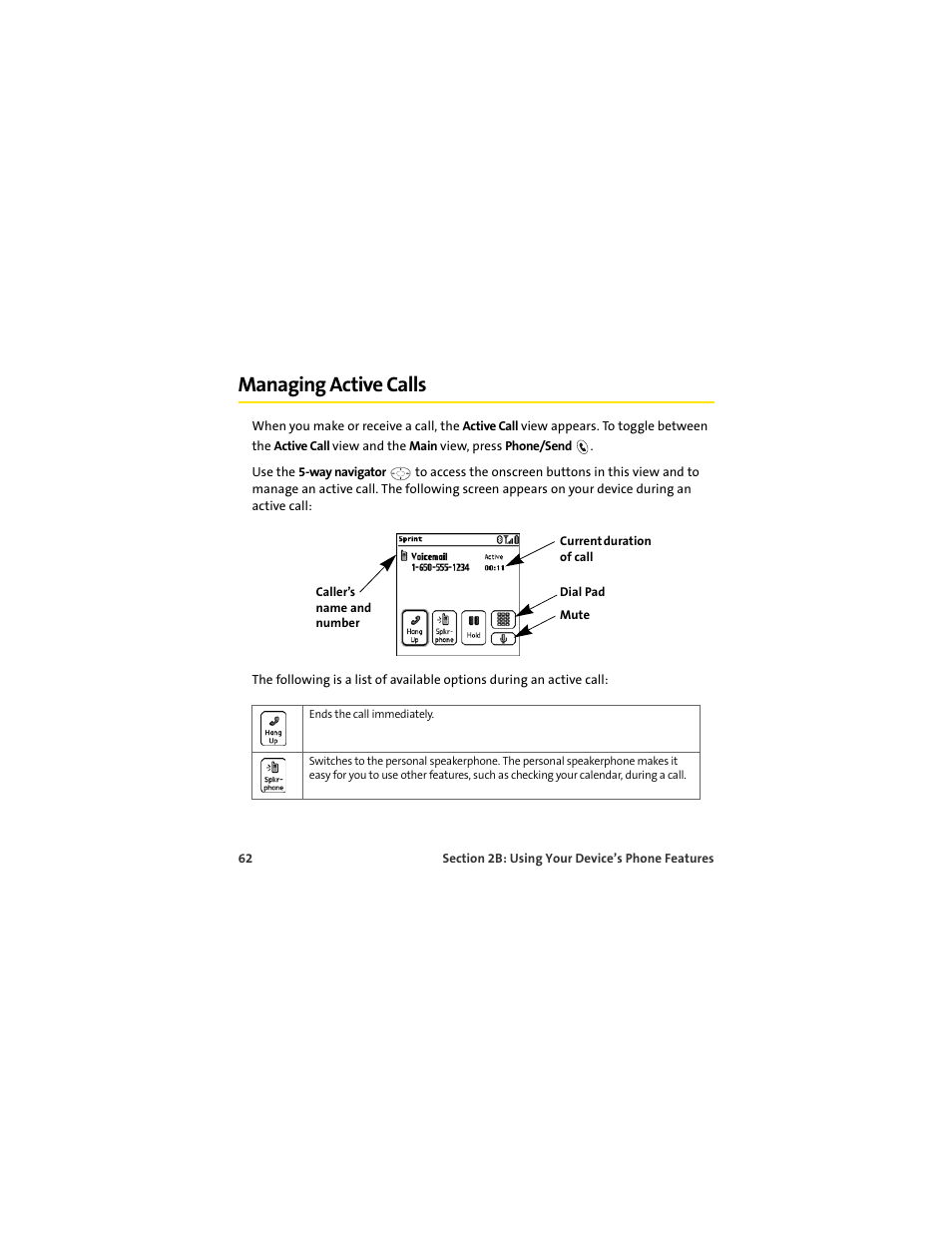 Managing active calls | Palm 650 User Manual | Page 74 / 388