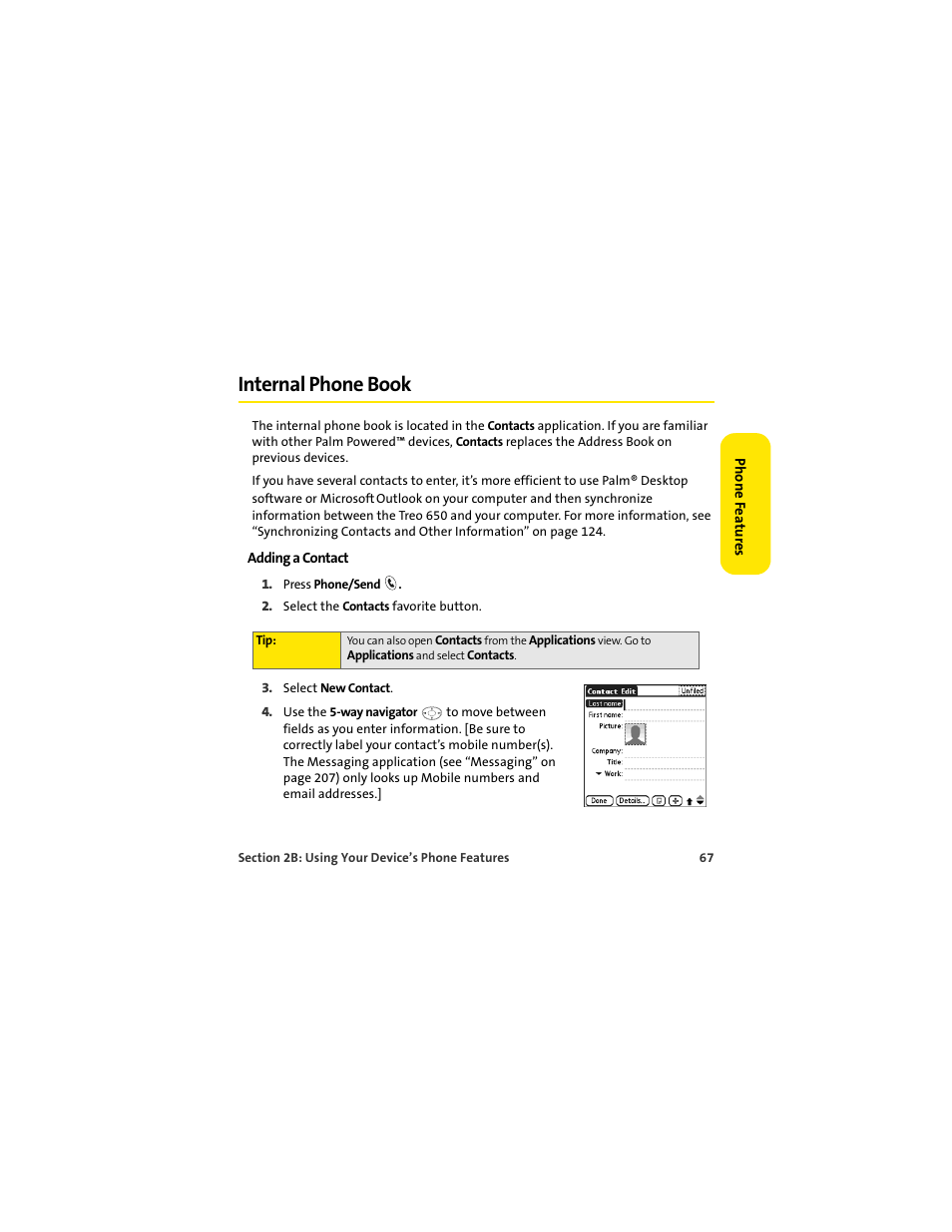 Internal phone book | Palm 650 User Manual | Page 79 / 388
