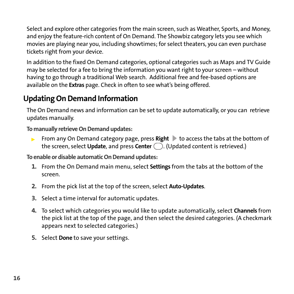 Updating on demand information | Palm Smart Phone User Manual | Page 18 / 22