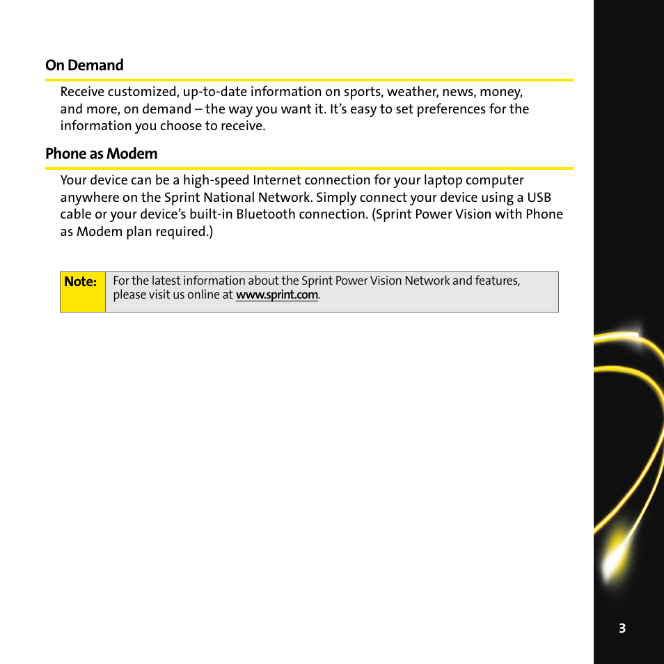 On demand, Phone as modem | Palm Smart Phone User Manual | Page 5 / 22