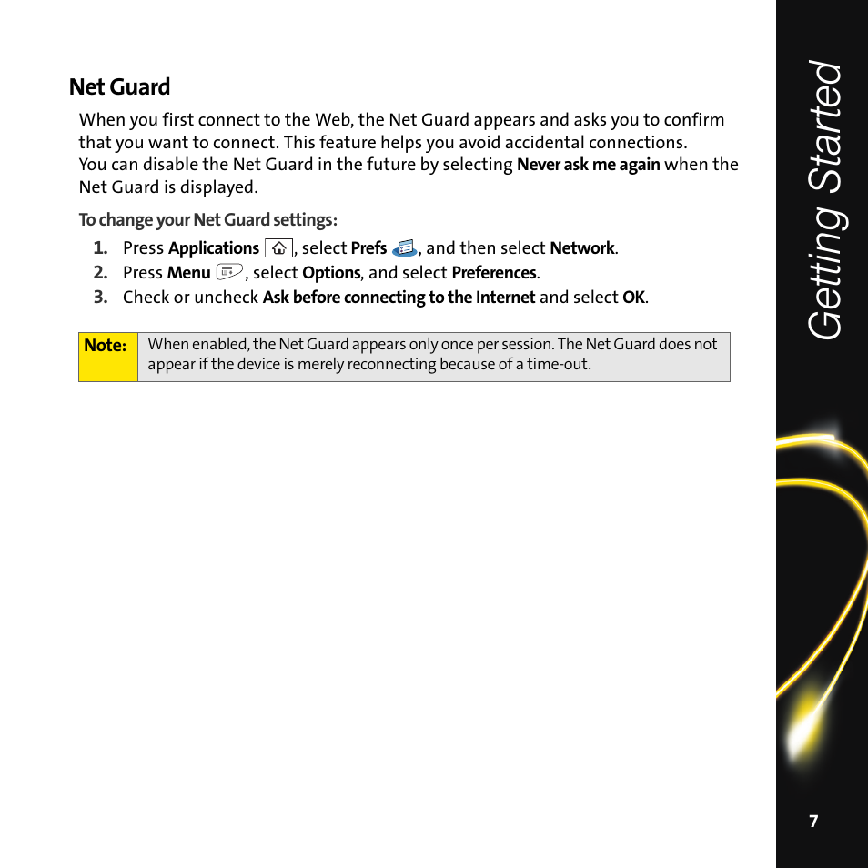 Net guard, Getting star te d | Palm Smart Phone User Manual | Page 9 / 22