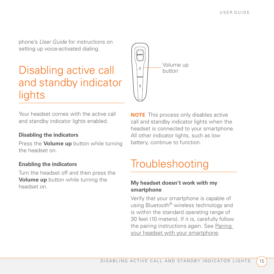 Disabling active call and standby indicator lights, Troubleshooting | Palm Series 3 User Manual | Page 19 / 28