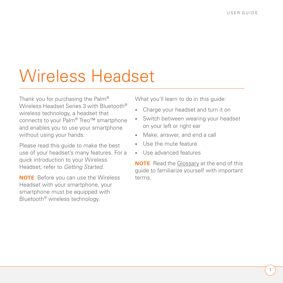 Wireless headset | Palm Series 3 User Manual | Page 5 / 28