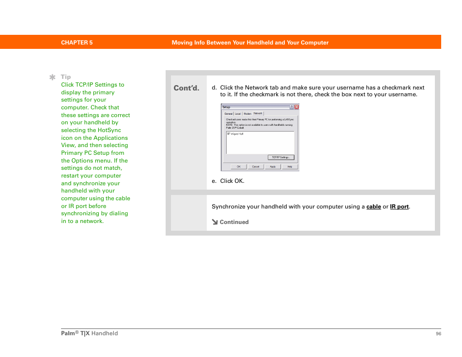 Cont’d | Palm TX User Manual | Page 118 / 690