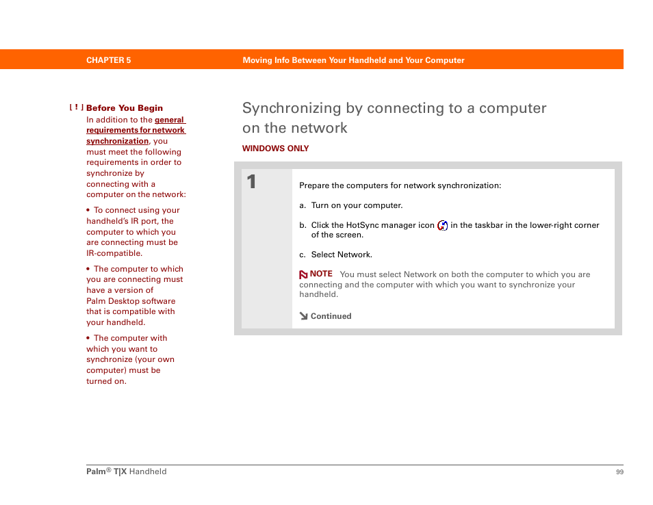 On a network to synchronize | Palm TX User Manual | Page 121 / 690