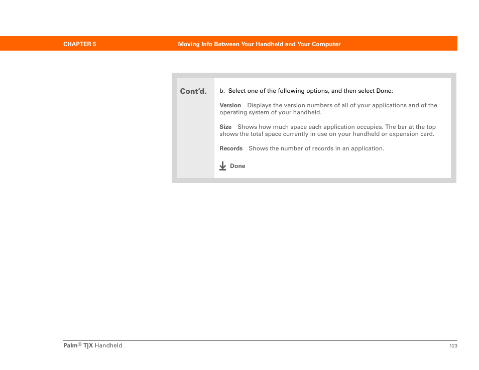 Cont’d | Palm TX User Manual | Page 145 / 690