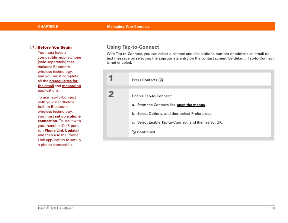 Using tap-to-connect | Palm TX User Manual | Page 167 / 690