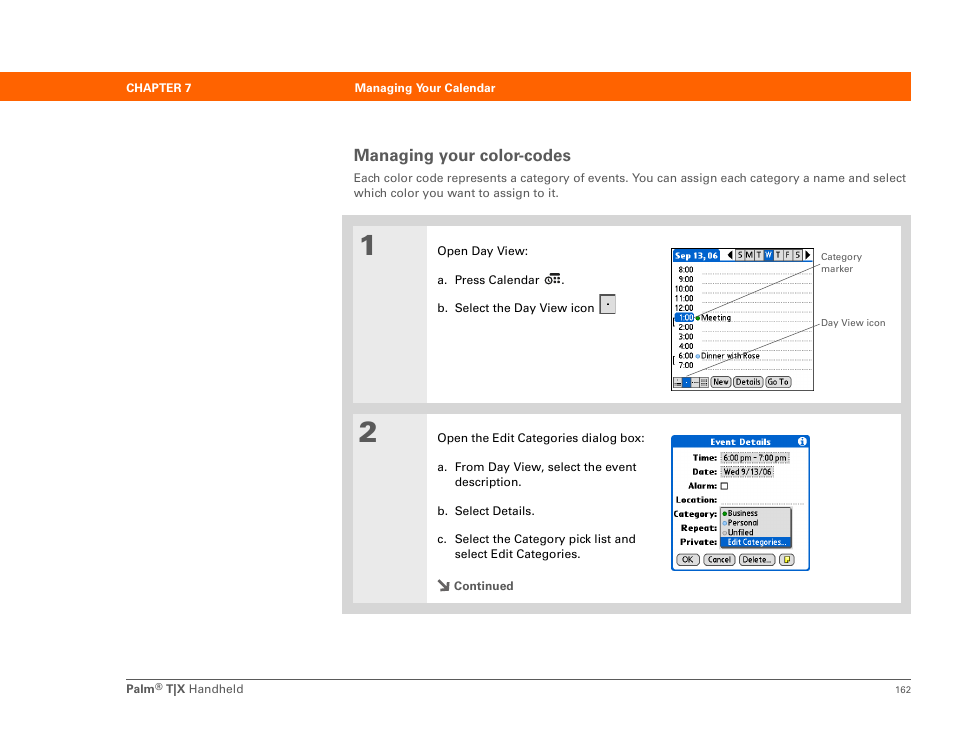 Managing your color-codes | Palm TX User Manual | Page 184 / 690