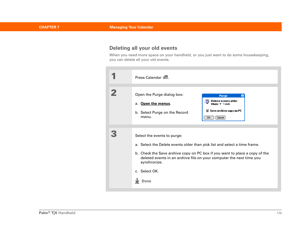Deleting all your old events | Palm TX User Manual | Page 192 / 690