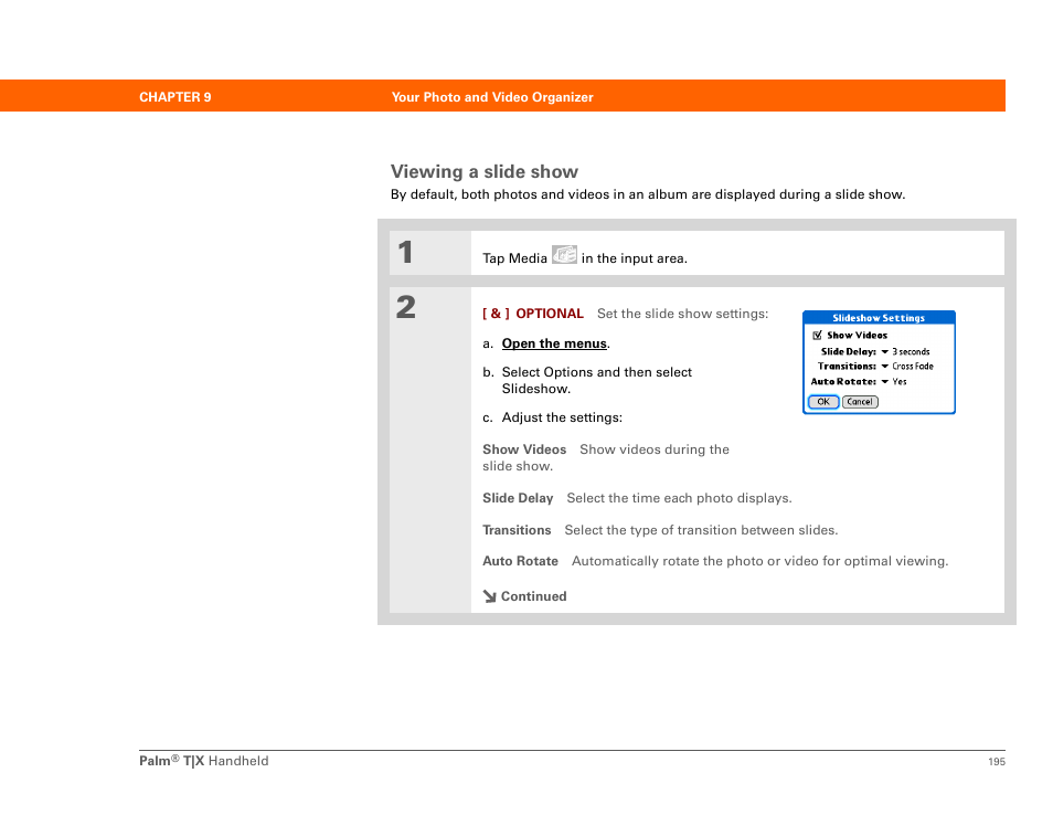 Viewing a slide show | Palm TX User Manual | Page 217 / 690