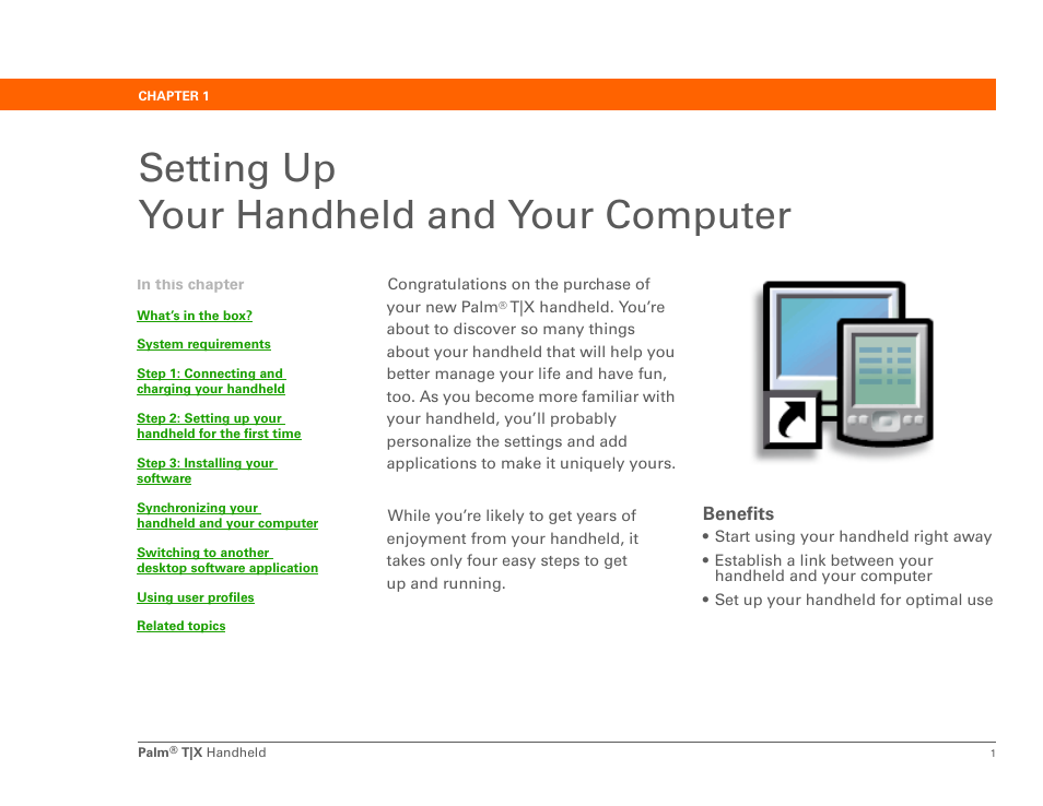 Setting up your handheld and your computer | Palm TX User Manual | Page 23 / 690